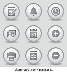 Organizer web icons, grey circle buttons