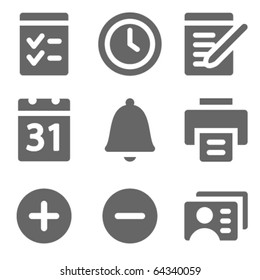 Organizer web icons, grey solid series