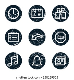 Organizer web icons, grunge circle buttons