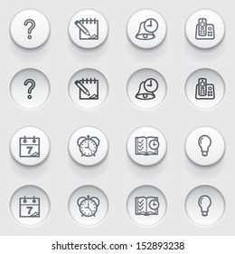 Organizer web icons on white buttons. 