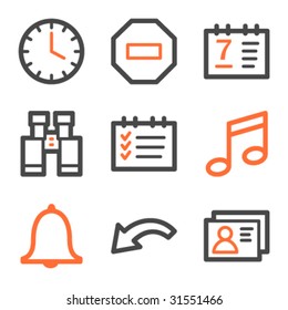 Organizer web icons, orange and gray contour series