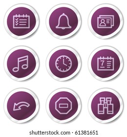 Organizer web icons, purple stickers series