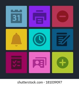 Organizer web icons set. Color buttons.