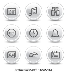 Organizer web icons, white glossy circle buttons series