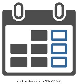 Organizer Week vector icon. Style is bicolor flat symbol, cobalt and gray colors, rounded angles, white background.