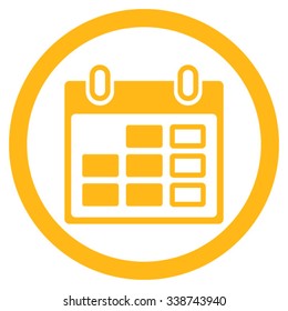 Organizer Week vector icon. Style is flat rounded symbol, yellow color, rounded angles, white background.