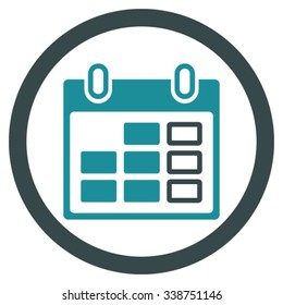 Organizer Week vector icon. Style is bicolor flat rounded symbol, soft blue colors, rounded angles, white background.