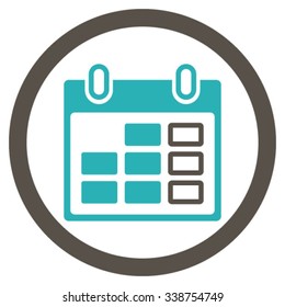 Organizer Week vector icon. Style is bicolor flat rounded symbol, grey and cyan colors, rounded angles, white background.