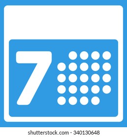 Organizer Week vector icon. Style is flat symbol, white color, rounded angles, blue background.