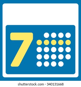 Organizer Week vector icon. Style is bicolor flat symbol, yellow and white colors, rounded angles, blue background.