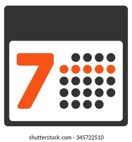 Organizer Week vector icon. Style is bicolor flat symbol, orange and gray colors, rounded angles, white background.