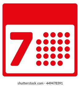 Organizer Week vector icon. Style is flat symbol, red color, rounded angles, white background.