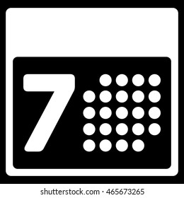 Organizer Week vector icon. Style is flat symbol, white color, rounded angles, black background.