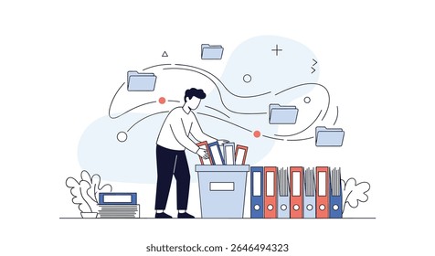 Organizing digital data with files and folders abstract system business technology illustration