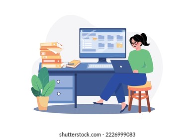 Organisieren des Illustrationskonzepts für Dokumentdateien. Eine flache Illustration einzeln auf weißem Hintergrund