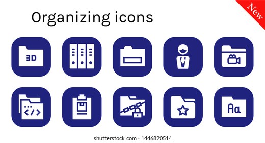 organizing icon set. 10 filled organizing icons.  Simple modern icons about  - Folder, Folders, Manager, Notepad
