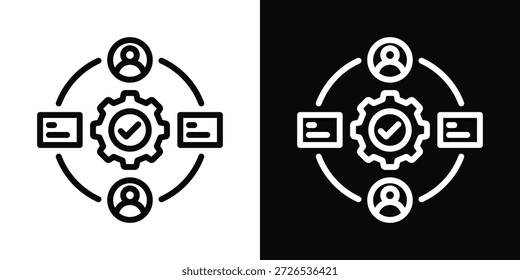 Symbol organisieren Weiß-Schwarz-Hintergrund-Stil