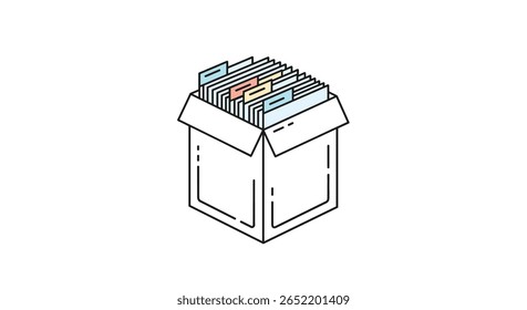 Organizing information into a box with many files and folders for better data management and retrieval