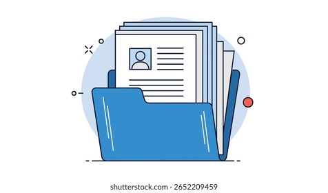 Organizing Professional Documents within a Blue Folder for Efficient Record Keeping and Information Management