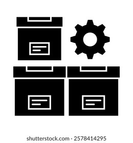 Organizing Services – Storage Bins Representing Tidy and Well-Arranged Spaces. Vector illustration.