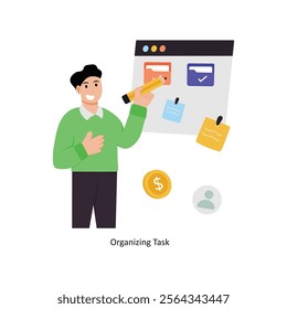 Organizing Task  concept vector illustration. Business Collaboration isolated on white Background.