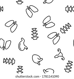 Organs Anatomical Vector Seamless Pattern Thin Line Illustration