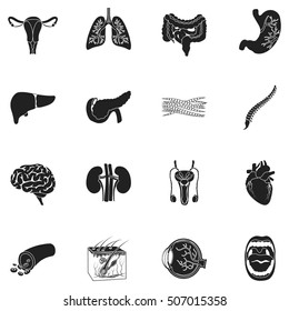 Organs set icons in black style. Big collection organs vector symbol stock
