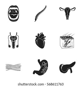 Organs set icons in black style. Big collection of organs vector symbol stock illustration