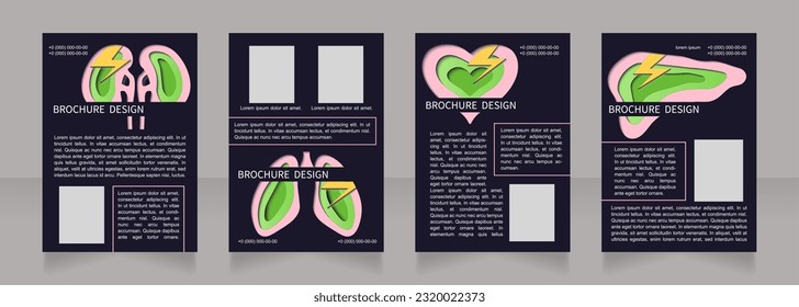 Organs transplantation surgery preparing blank brochure layout design. Vertical poster template set with empty copy space for text. Premade corporate reports collection. Editable flyer paper pages
