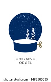 orgel white snow ball post card illustration