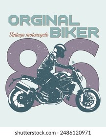 Orginal biker, Motorcycle T-shirt Design. Vintage Motorcycle T-shirt. Bike Rider t-shirt design. Motorcycle riding t-shirt design vector design, illustration biker man vector. 