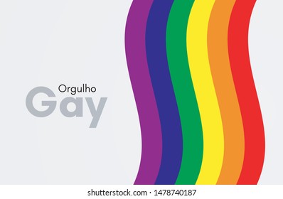 Orgulho gay (gay proud in portuguese) vector illustration banner flag