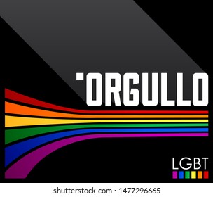 Orgullo, Pride Spanish text LGBT vector design.