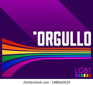 Orgullo, Pride Spanish text LGBT vector design.
