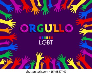 Orgullo, Pride Spanish text LGBT Support vector banner Design.