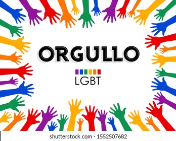 Orgullo, Pride Spanish text LGBT Support vector banner Design.