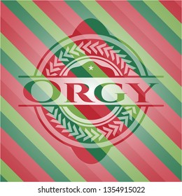 Orgy christmas colors style badge.