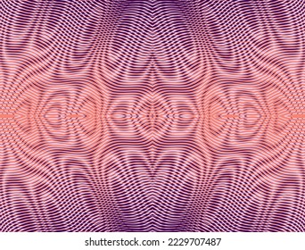 Orhamental Psychedelic Stripes Optical Illusion Texstured Background in Coral Colors Tones. Trendy Colors of The Year for web design, business card, mobile apps, banner, package.