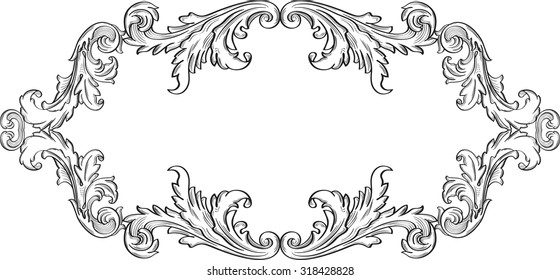 Orient acanthus art good frame on white