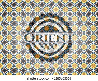 Orient arabic style badge. Arabesque decoration.