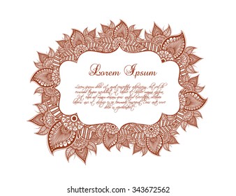 Orient border - decorative frame with eastern ornament. Vector lable in arabic style