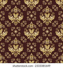 Orient brown and golden vector classic pattern. Seamless abstract background with vintage elements. Orient pattern. Ornament for wallpapers and packaging