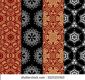 Orient Geometric Pattern Set. Vector illustration. For cover book, page wallpaper, interior, fashion