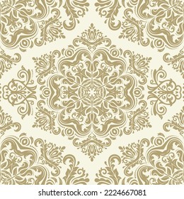 Orient golden and white vector classic pattern. Seamless abstract background with vintage elements. Orient pattern. Ornament for wallpapers and packaging