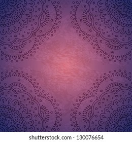 Orient mandala ornament on vintage purple background.