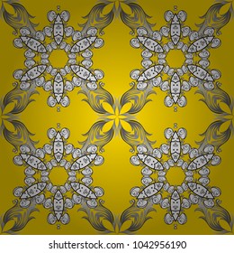 Orient. Mandala pattern. Arabic Vintage decorative ornament. East, Islam, Thai, Indian, ottoman motifs. Vector Mandala colored on yellow, white and gray colors. Abstract Tribal, ethnic texture.