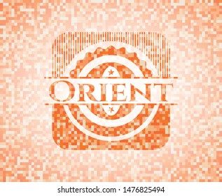 Orient orange mosaic emblem. Vector Illustration. Detailed.