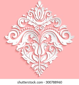 Orient ornament. Fine vector traditional oriental white pattern with volume 3D elements, shadows and highlights