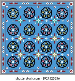 Alfombra de patrón oriental - suzane o suzani o syuzani, alfombra tradicional uzbeka, hoy en día se usa para el diseño interior creativo (Uzbekistán)