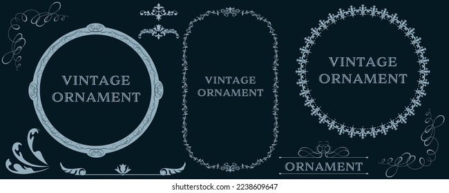 Orient pattern, set of graphic materials, arabesque patterns, antiques, decorative ruled vintage frames.